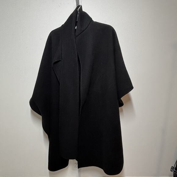 Vtg 80s Marcia Lyons Black Dacron Plush Cape Poncho One Size Fits Most - Picture 1 of 7